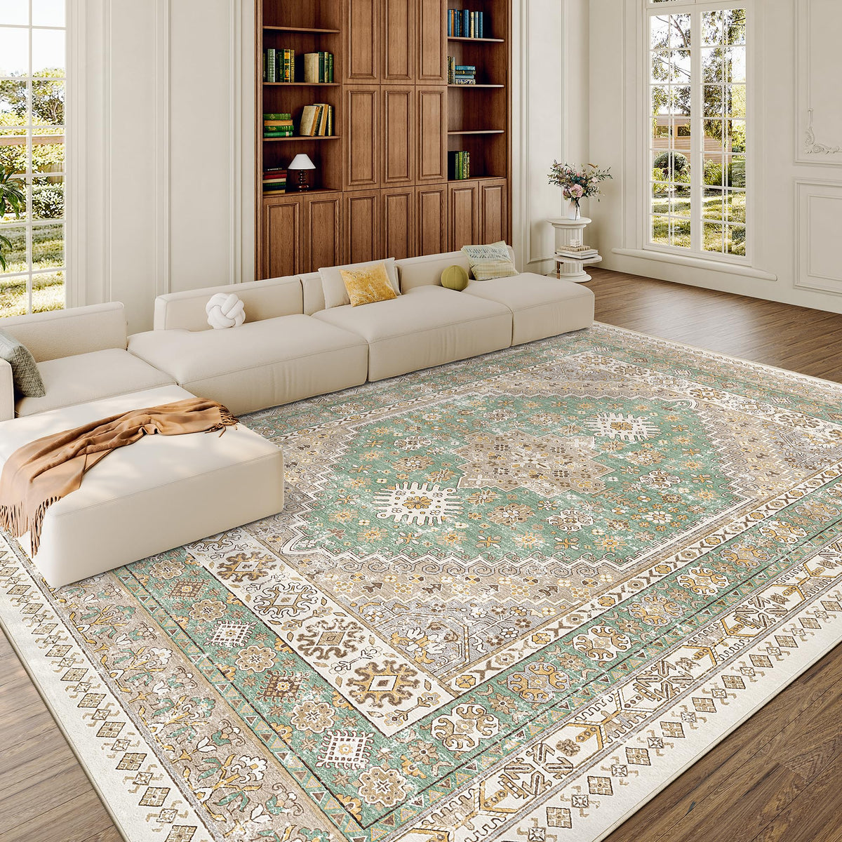 zesthome 5x7 Area Rugs for Living Room,Large Washable Rug,Orange