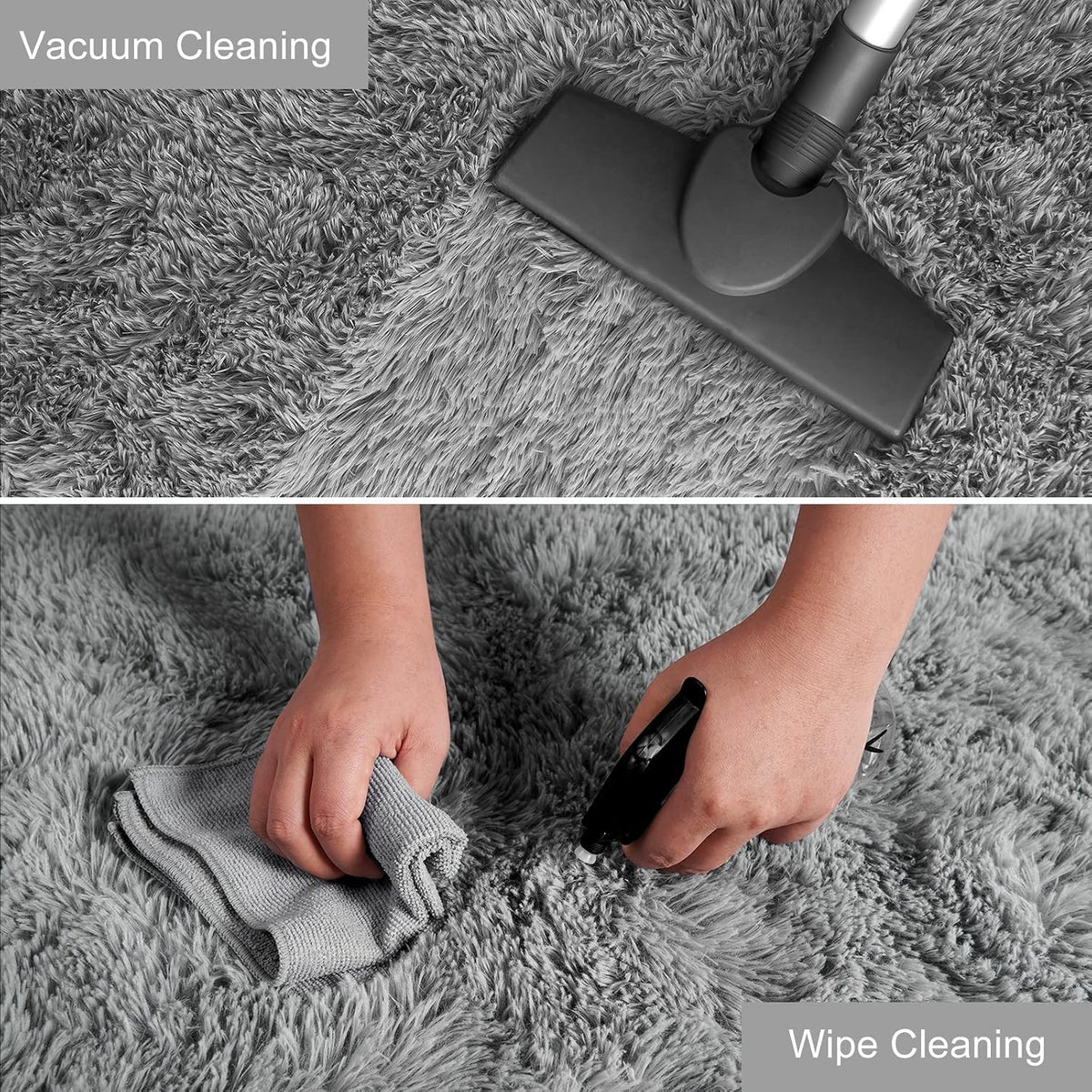 YJ.GWL Shag Runner Rug Non Slip for Bedroom Living Room Soft Small Rugs for Dorm, 2x6 Feet Grey Plush Carpet Runner for Nursery Dorm, Fuzzy Bedside Rug for Kids Boys Girls Room Home Decor