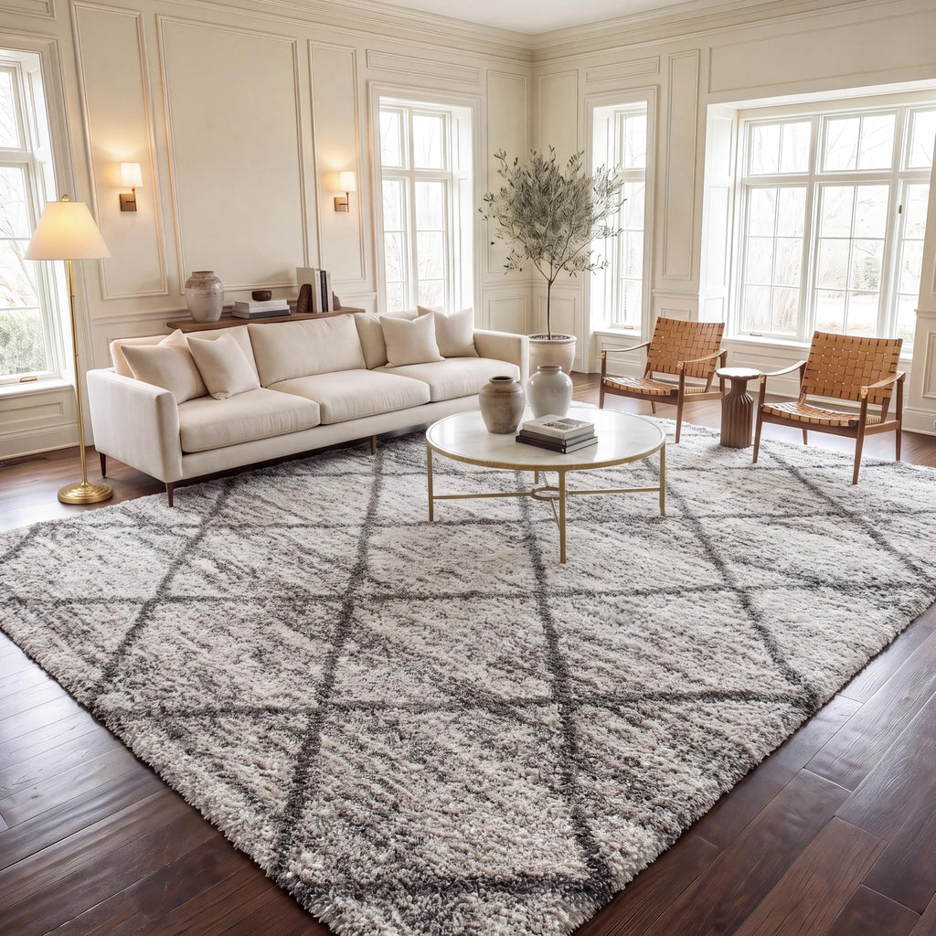 SAFAVIEH Hudson Shag Accent Rug 3'x5', Soft Plush Grey & Beige SGH281J