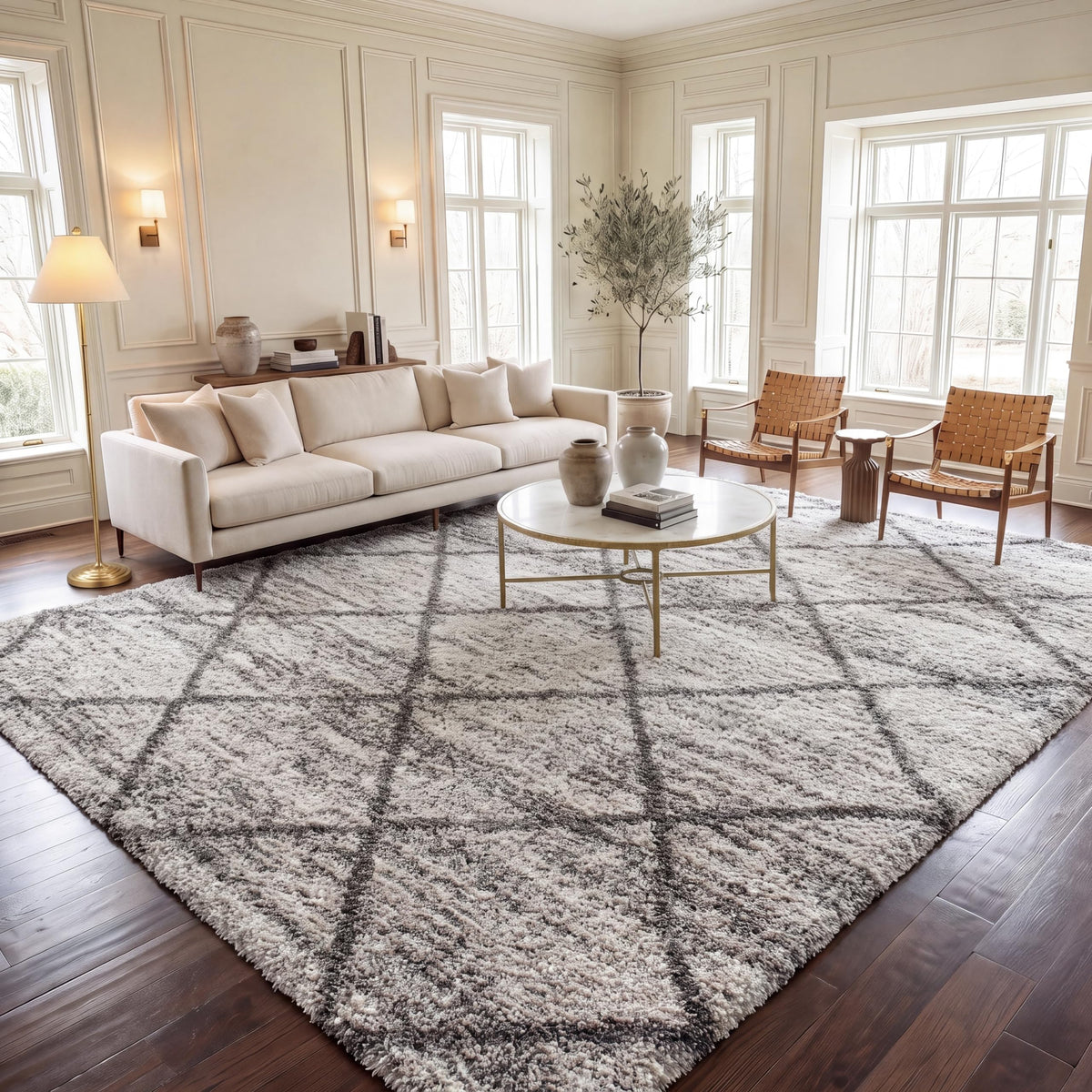 SAFAVIEH Hudson Shag Accent Rug 3'x5', Soft Plush Grey & Beige SGH281J