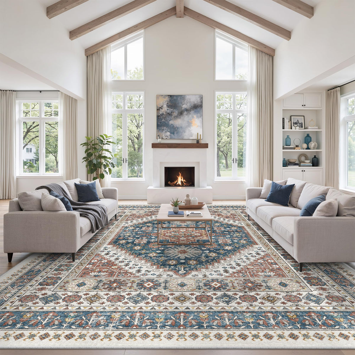 zesthome 5x7 Area Rugs for Living Room,Large Washable Rug,Orange