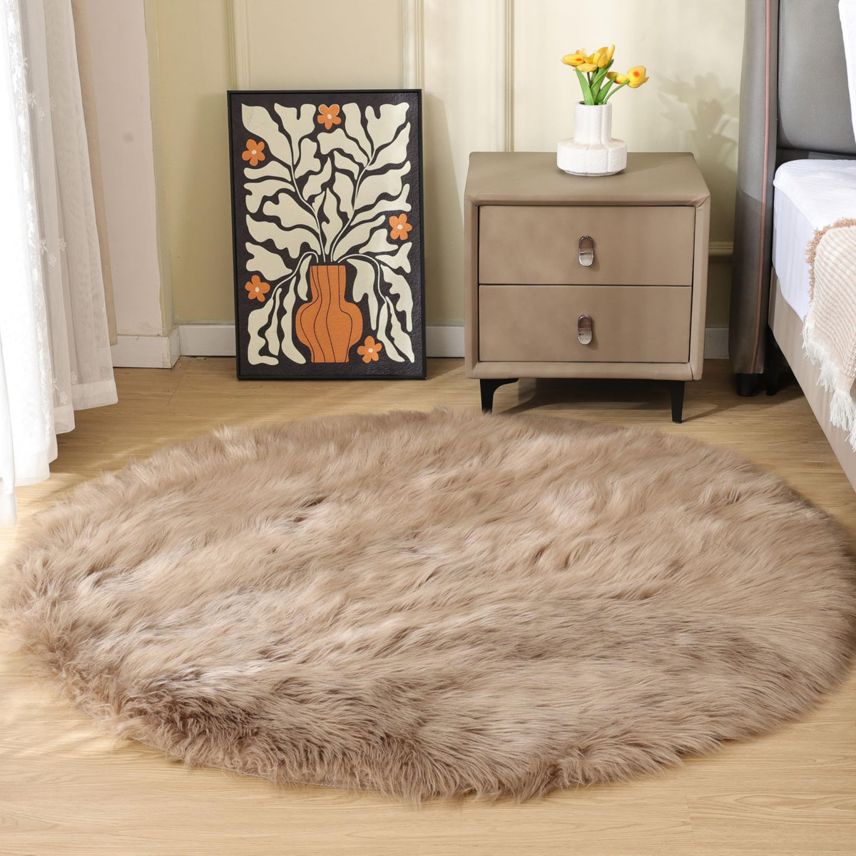 ORINOVA White Faux Sheepskin Fuzzy Fur Rugs for Bedroom Small Machine Washable Fluffy Area Rugs for Living Room 2x4 Shag Nursery Rug