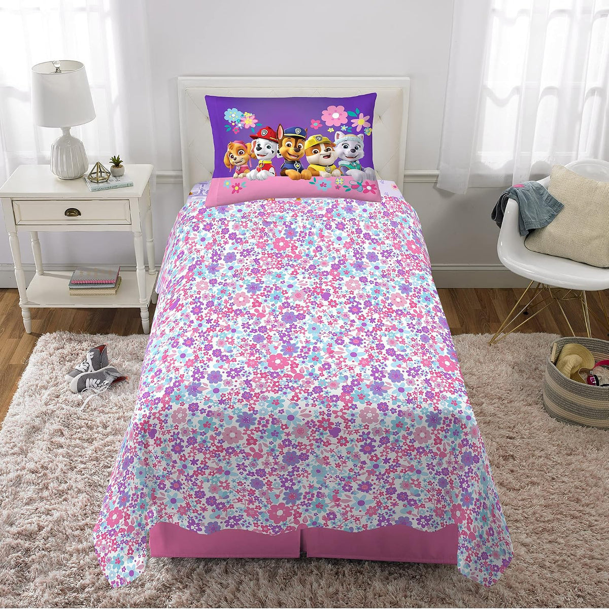 Paw Patrol Girls Kids Bedding Super Soft Microfiber Sheet Set, Twin, (Official) Nickelodeon Product By Franco