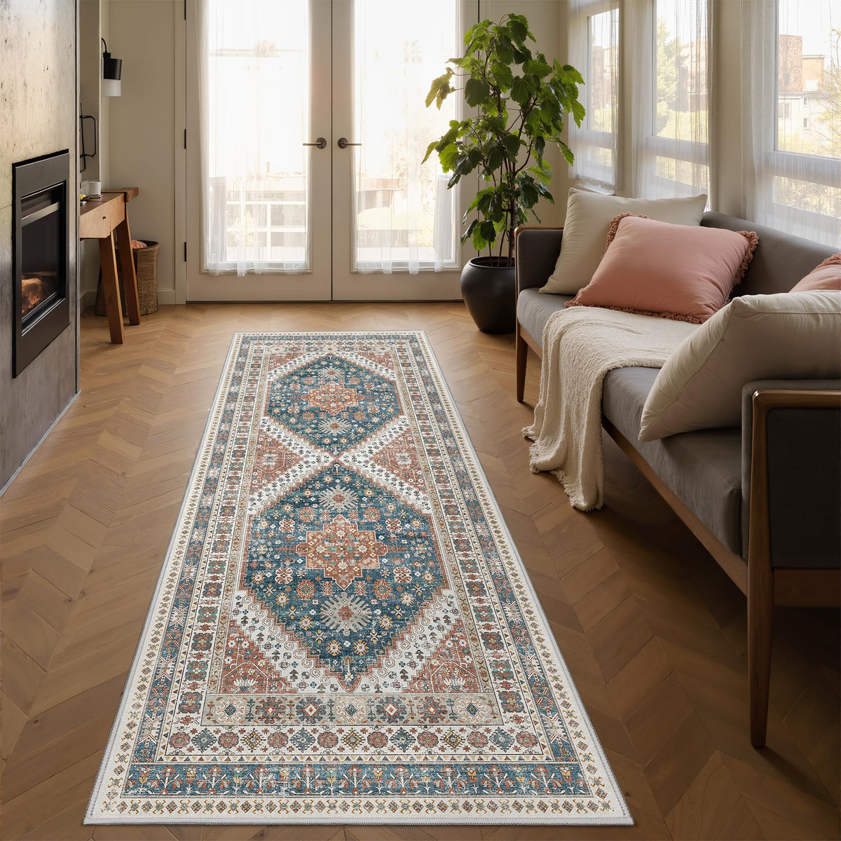 4x6 Area Rugs for Living Room, Non Slip Rugs for Bedroom, Beige