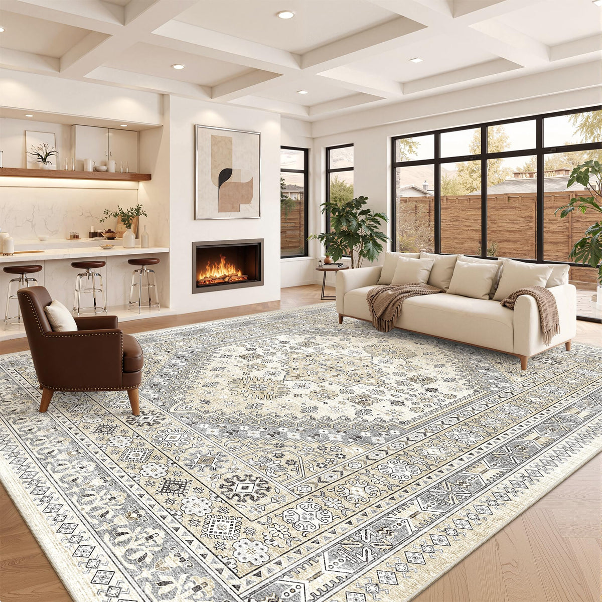 zesthome 5x7 Area Rugs for Living Room,Large Washable Rug,Orange