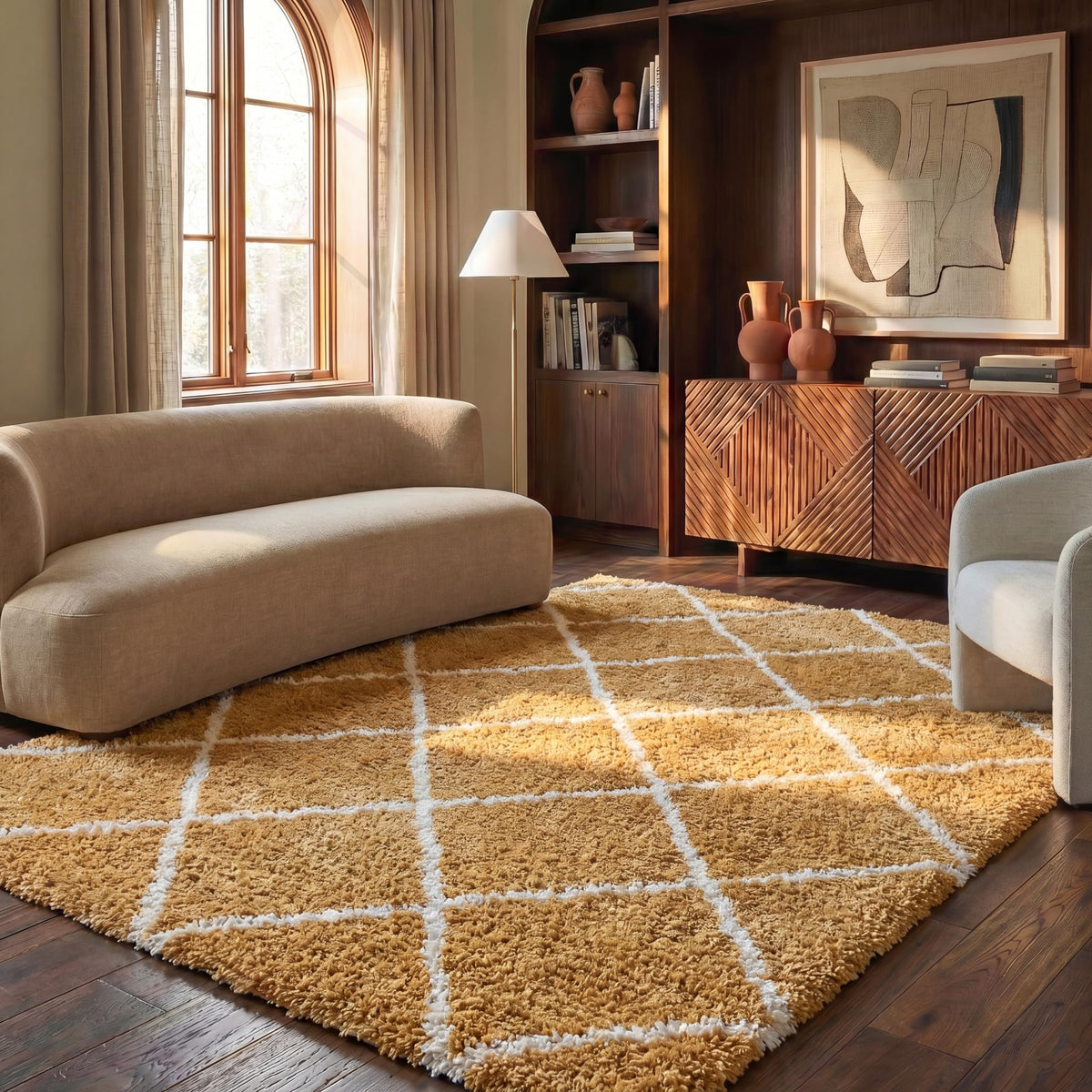 SAFAVIEH Hudson Shag Accent Rug 3'x5', Soft Plush Grey & Beige SGH281J