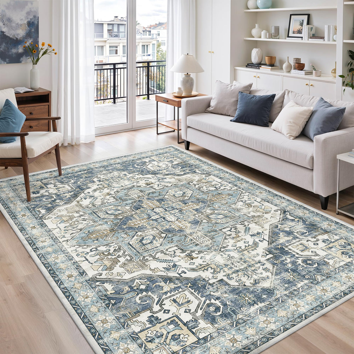 zesthome 5x7 Area Rugs for Living Room,Large Washable Rug,Orange