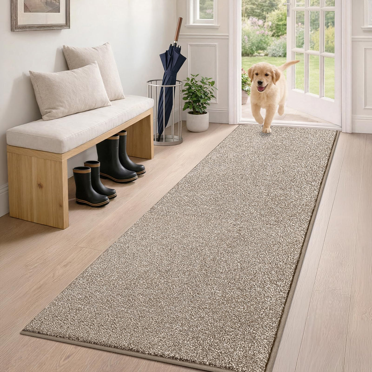 PURRUGS Dirt Trapping Indoor Door Mat, 20" x 31.5", Bluish Grey-Black