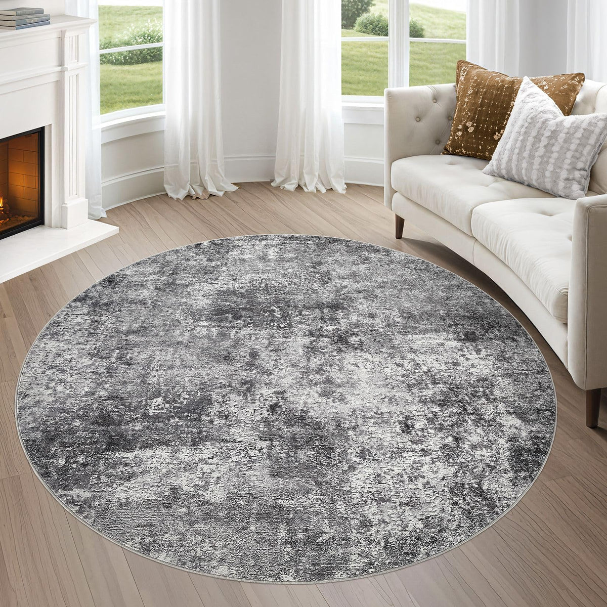 DMOYEST Area Rug Living Room Rugs 5x7 Washable Abstract Beige Blue Carpet