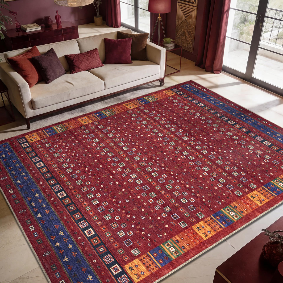 Keen Home Design Vintage Washable Entryway Rug, Non-Slip Low Pile, 3x5