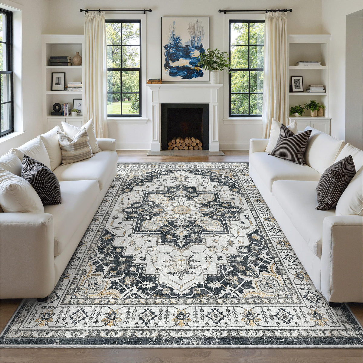 zesthome 5x7 Area Rugs for Living Room,Large Washable Rug,Orange