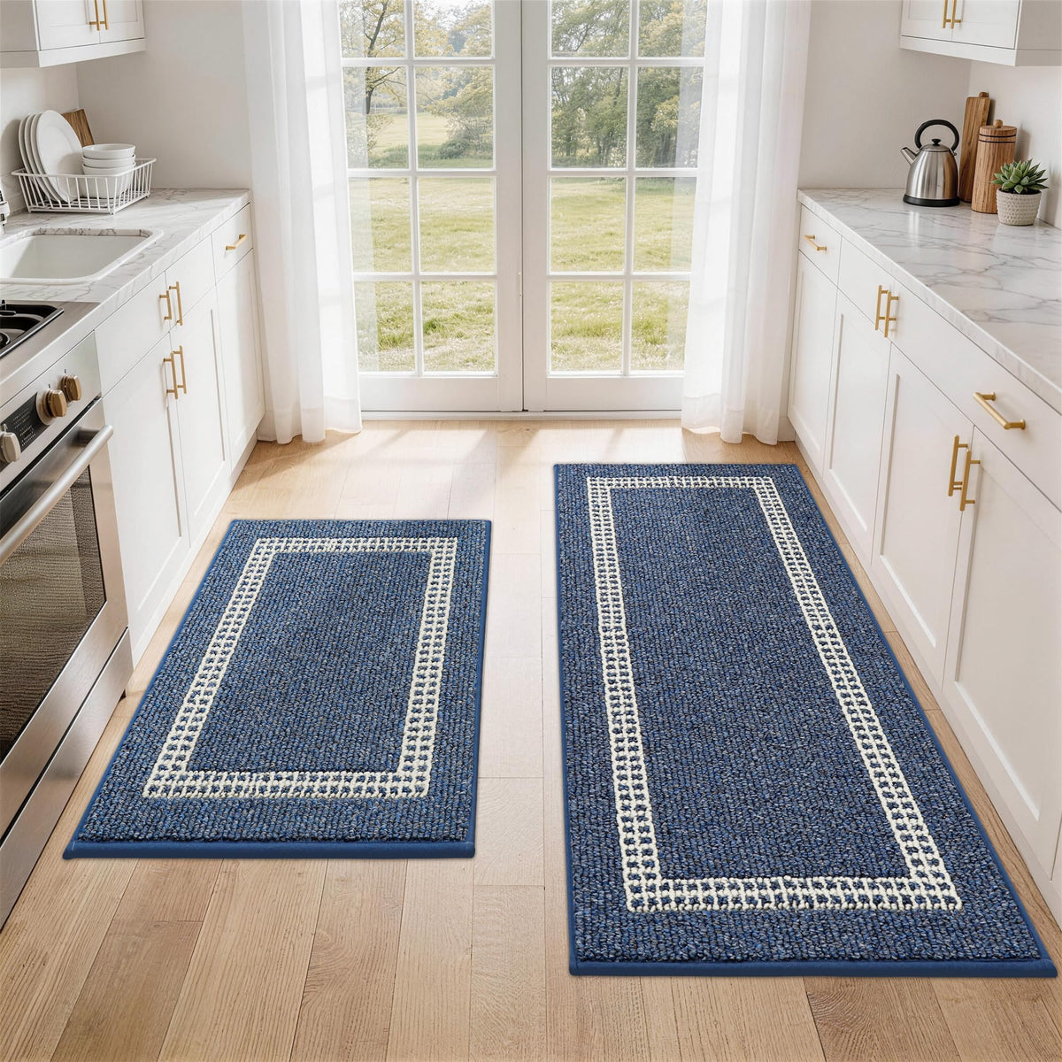 COSY HOMEER 48x20Inch/30X20Inch Kitchen Rug Mats,Grey
