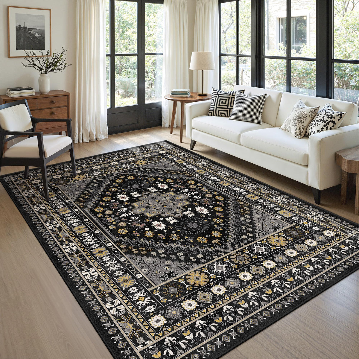 zesthome 5x7 Area Rugs for Living Room,Large Washable Rug,Orange
