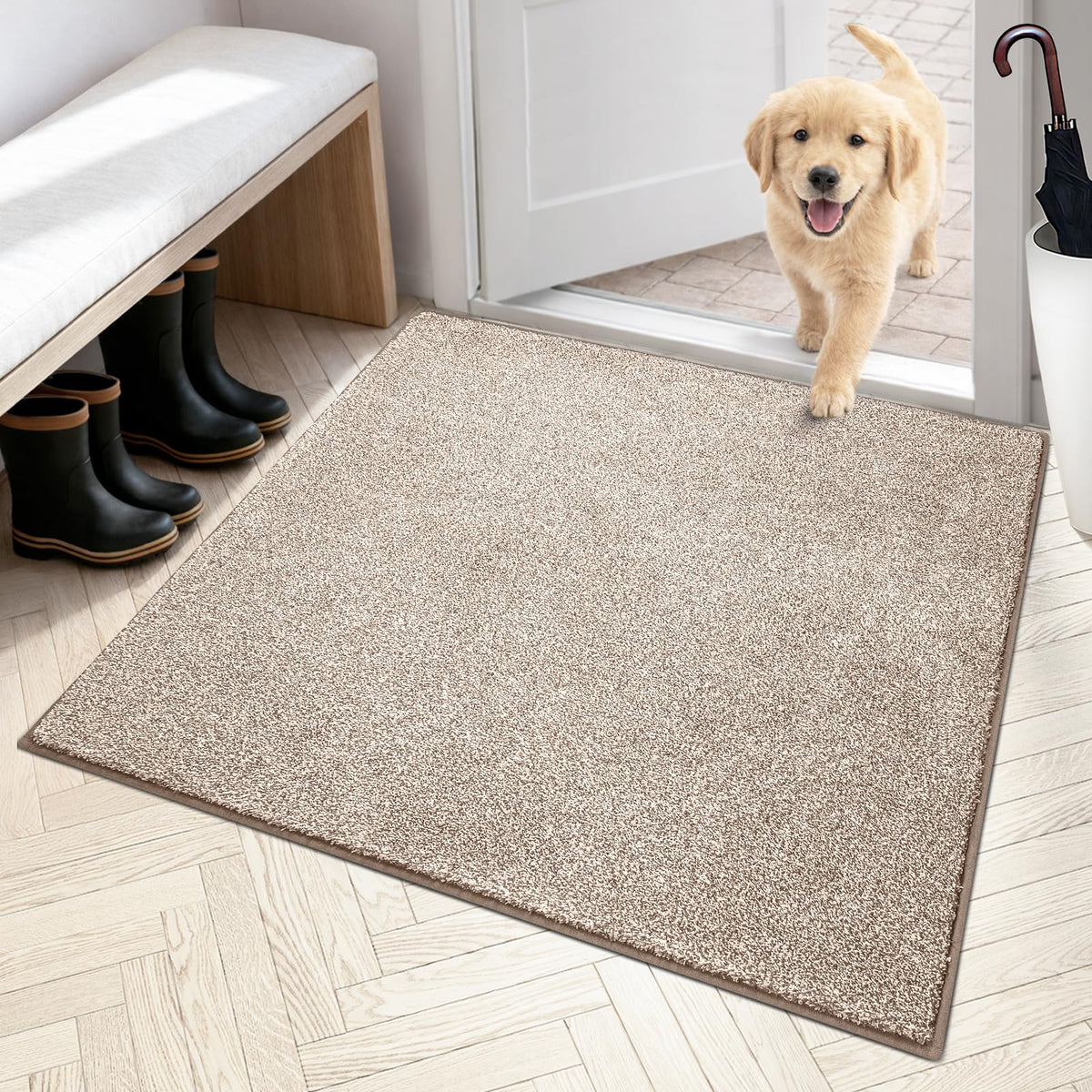 PURRUGS Dirt Trapping Indoor Door Mat, 20" x 31.5", Bluish Grey-Black
