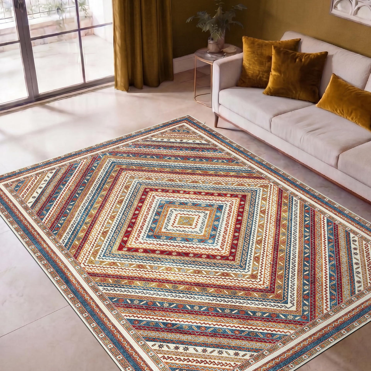 Keen Home Design Vintage Washable Entryway Rug, Non-Slip Low Pile, 3x5