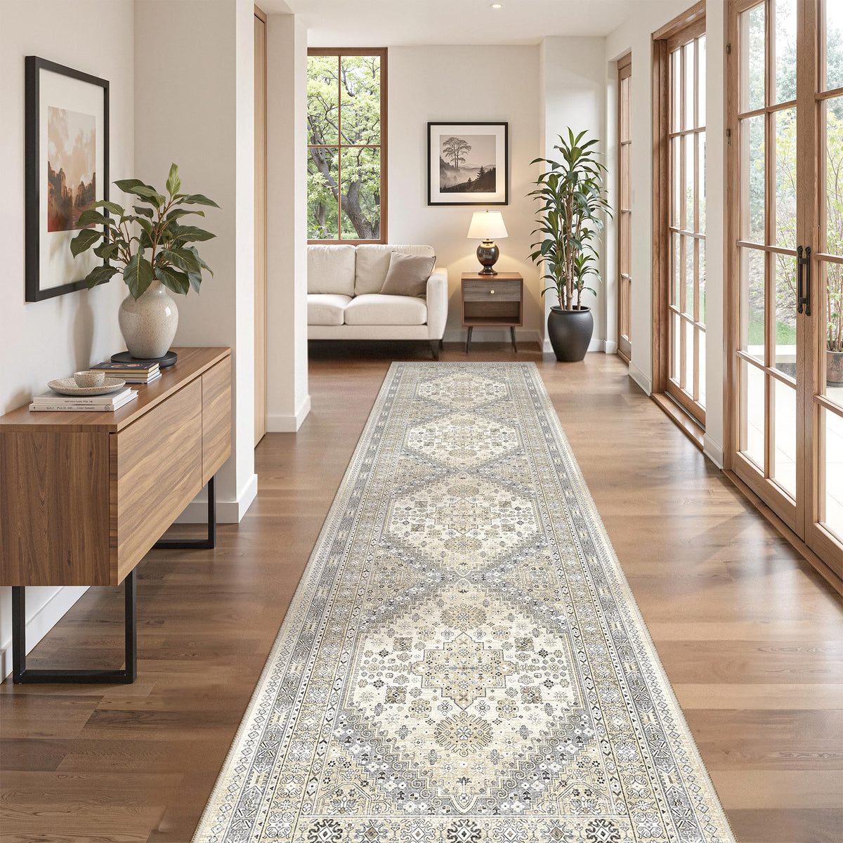 zesthome 5x7 Area Rugs for Living Room,Large Washable Rug,Orange