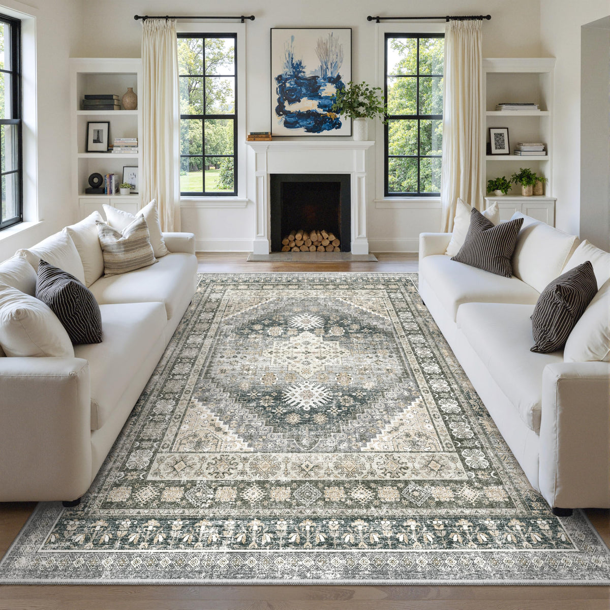 zesthome 5x7 Area Rugs for Living Room,Large Washable Rug,Orange