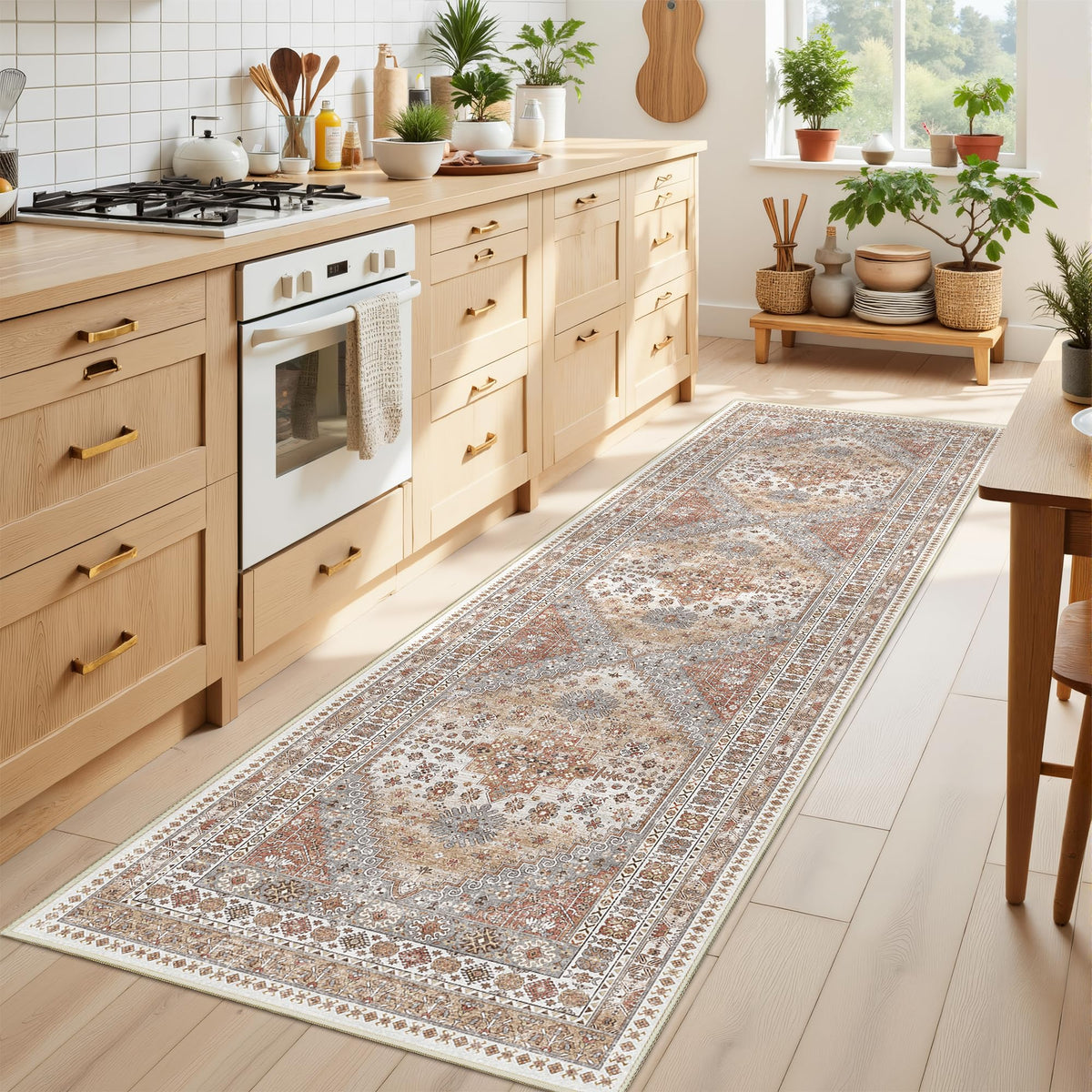 4x6 Area Rugs for Living Room, Non Slip Rugs for Bedroom, Beige