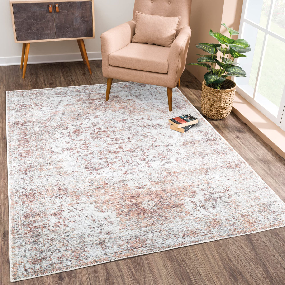 Bloom Rugs Washable Non-Slip 8' x 10' Rug - Gray/Charcoal/Blue Modern Abstract Area Rug for Living Room, Bedroom, Dining Room, and Kitchen - Exact Size: 8' x 10'