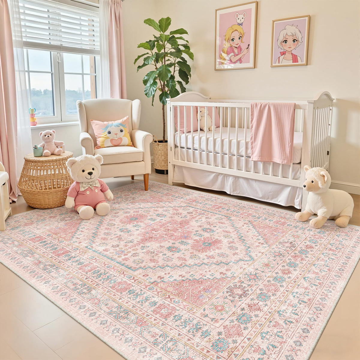 zesthome 5x7 Area Rugs for Living Room,Large Washable Rug,Orange