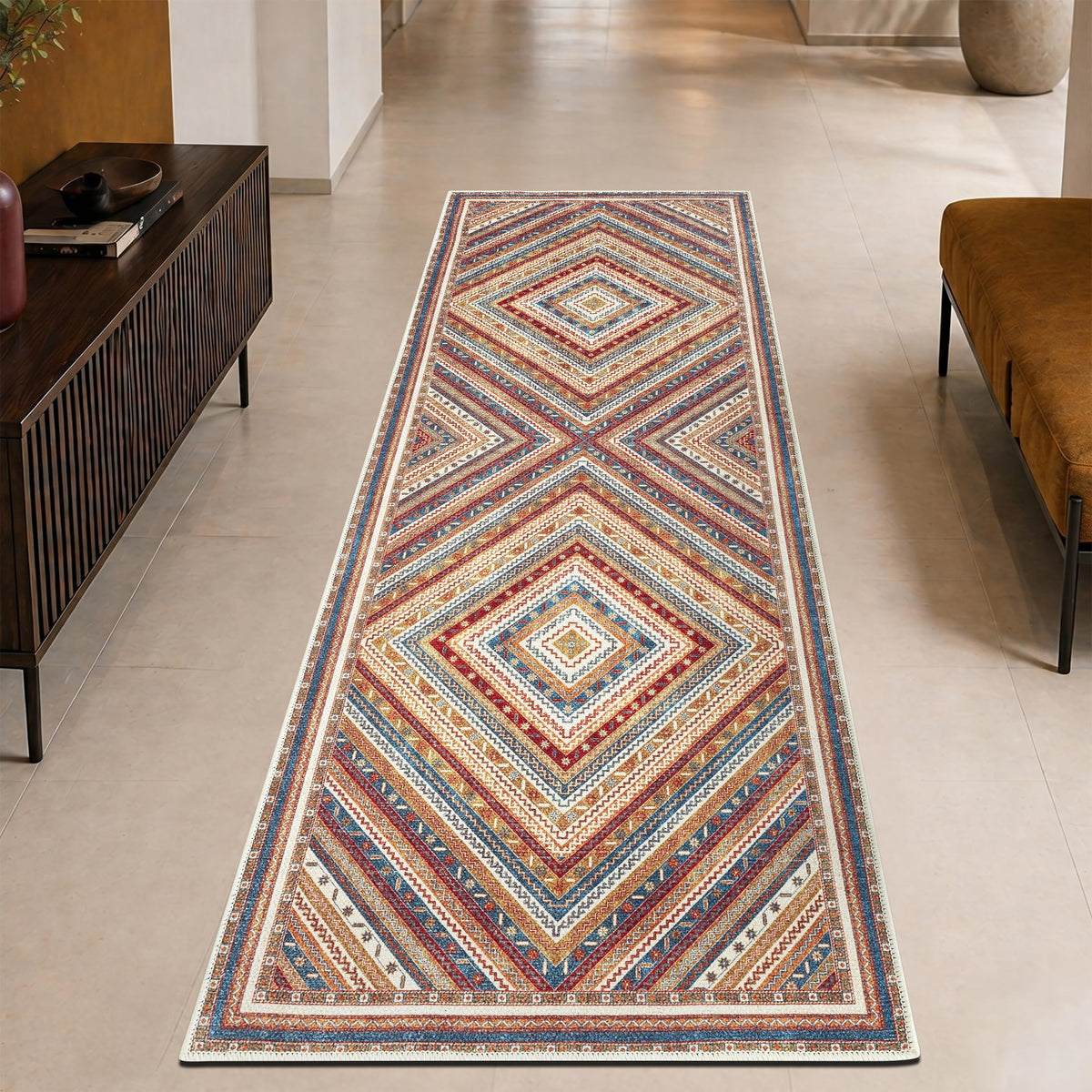 Keen Home Design Vintage Washable Entryway Rug, Non-Slip Low Pile, 3x5
