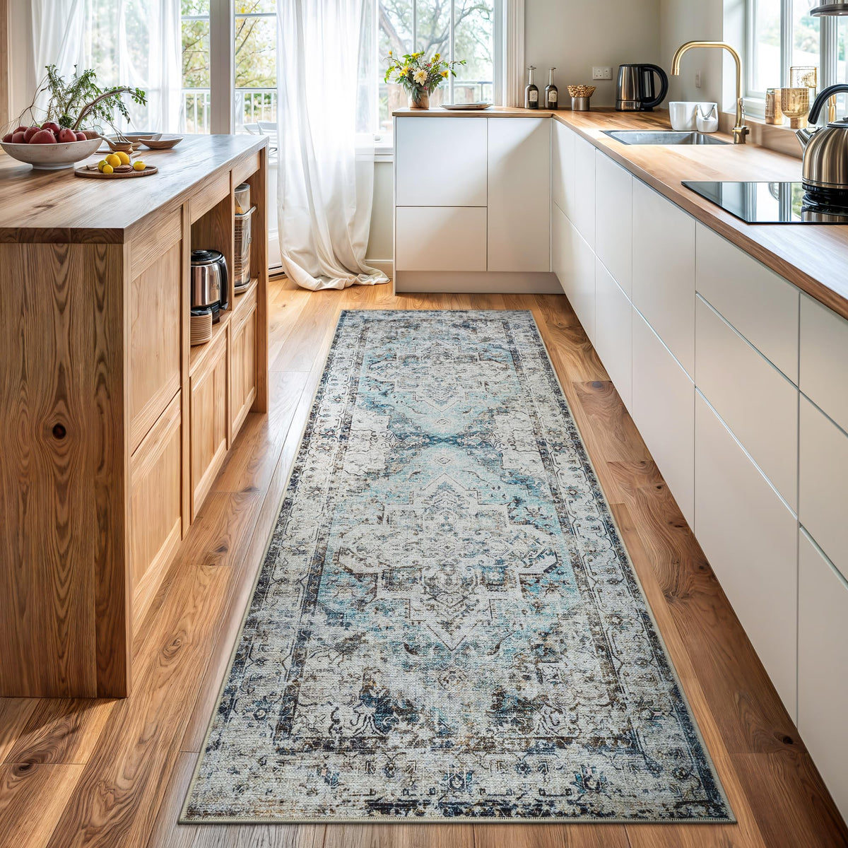 Bloom Rugs Washable Non-Slip 8' x 10' Rug - Gray/Charcoal/Blue Modern Abstract Area Rug for Living Room, Bedroom, Dining Room, and Kitchen - Exact Size: 8' x 10'
