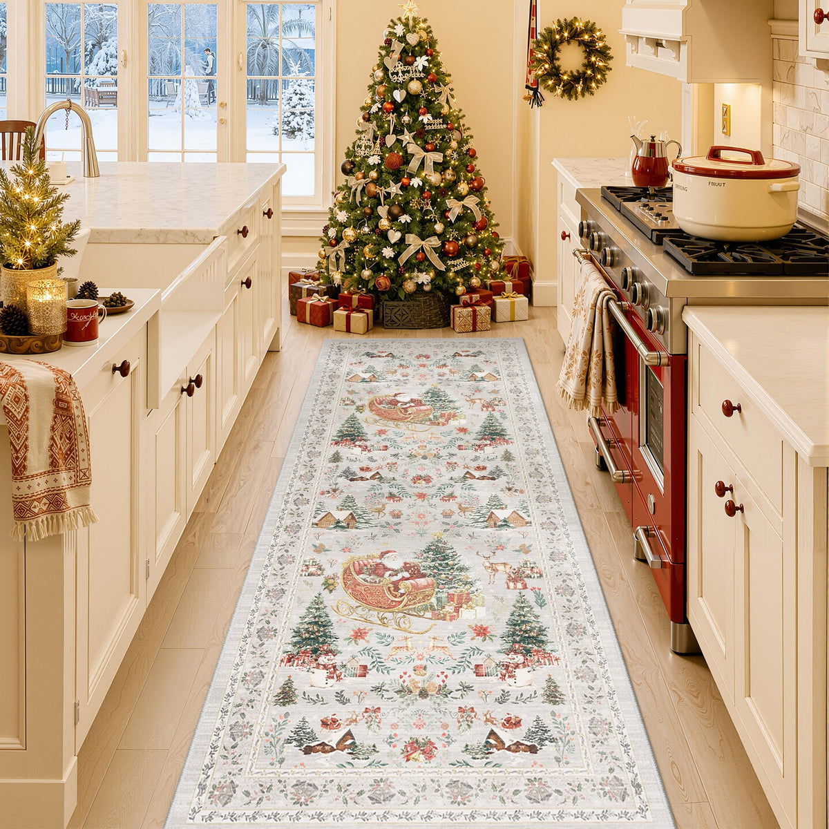 4x6 Area Rugs for Living Room, Non Slip Rugs for Bedroom, Beige