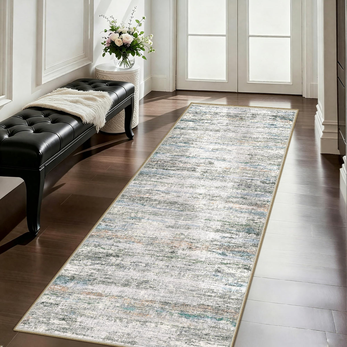 5x7 Area Rugs - Ultra-Thin Washble Rugs,Non-Slip Low Pile Abstract Print Rugs for Living Room,Home Office Decor,Stain Resistant Machine Washable Area Rug