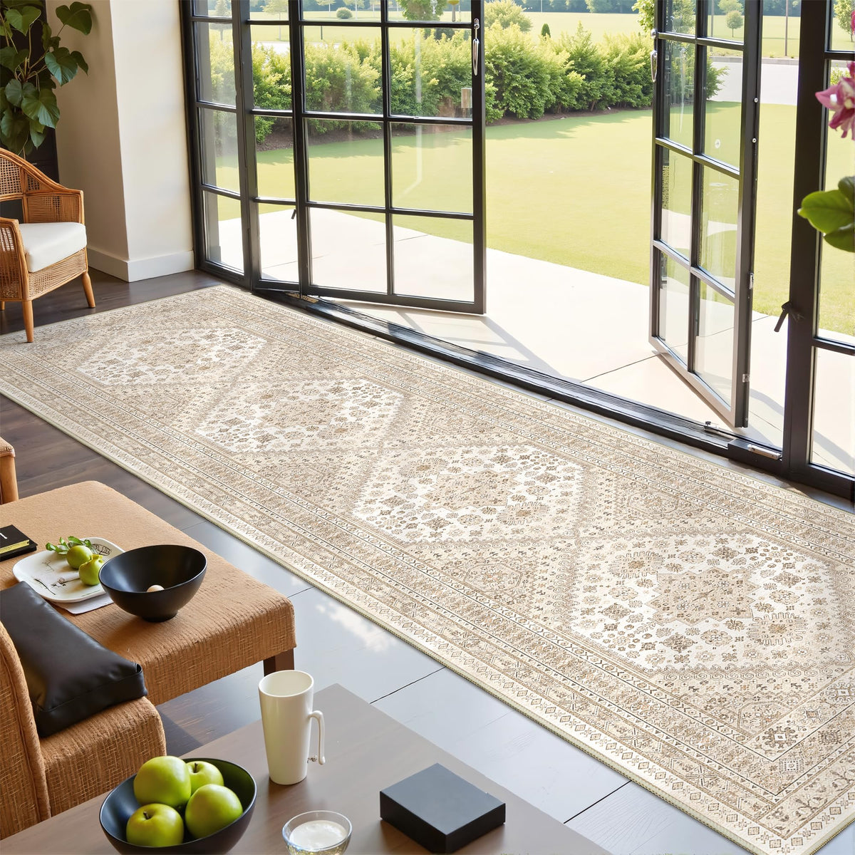 4x6 Area Rugs for Living Room, Non Slip Rugs for Bedroom, Beige