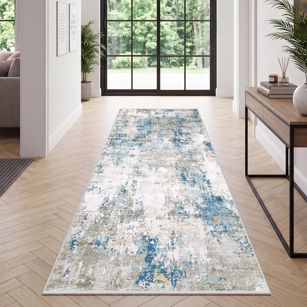 LIVELYGLOW 5x7 Washable Abstract Area Rug, Small Indoor Bedroom Dorm Rug