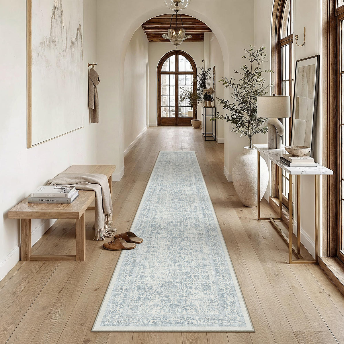 PureCozy Beige Area Rug 5x7 Vintage Farmhouse Floral