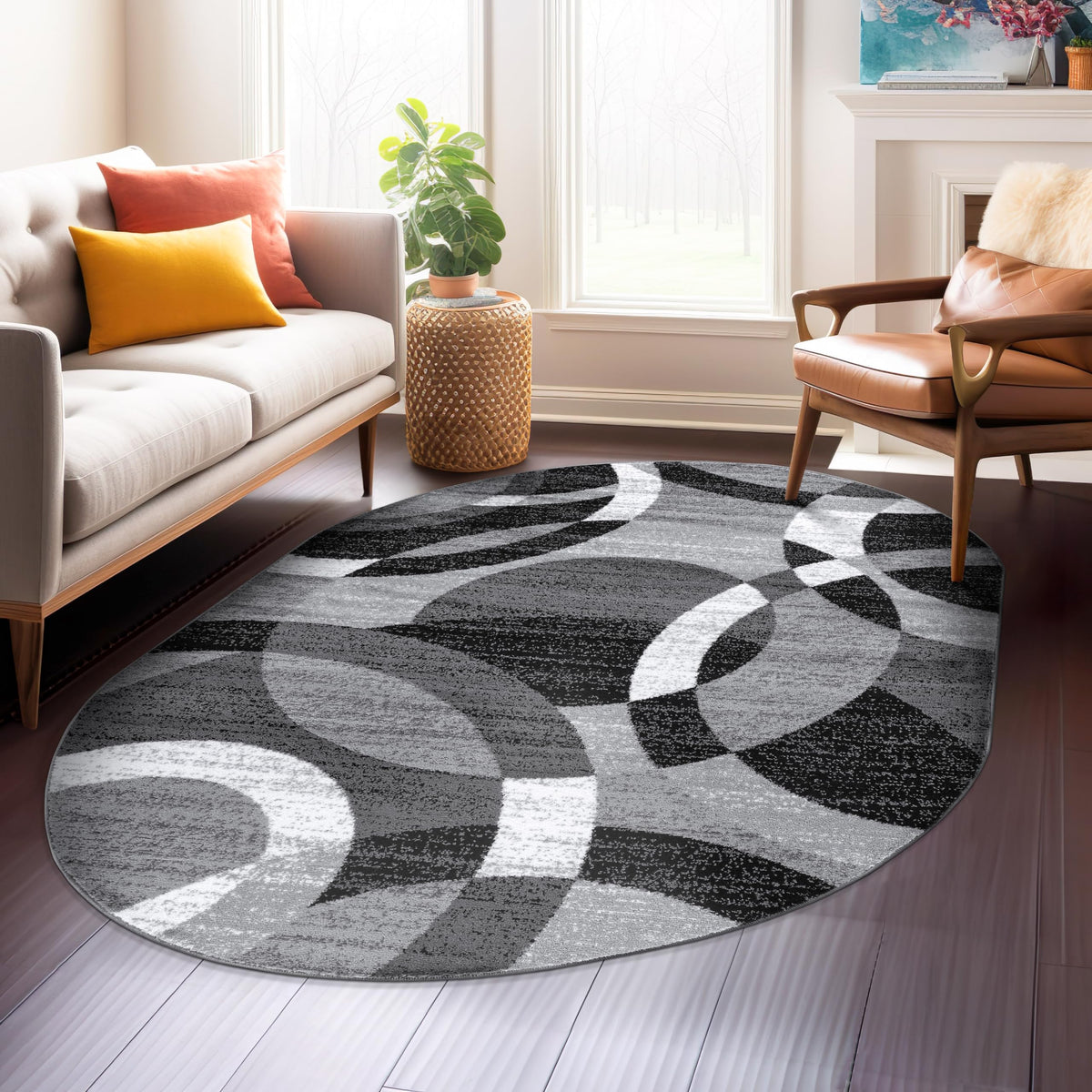 Rugshop Overlapping Circles Modern Geometric Area Rug Red 7'10" x 10'2"