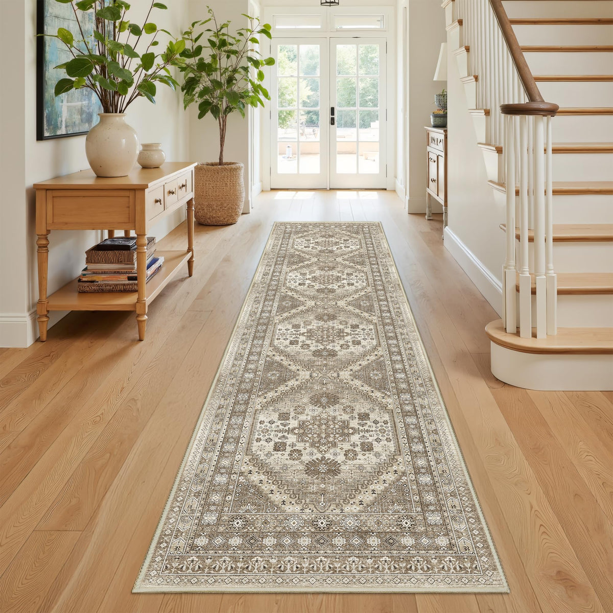 4x6 Area Rugs for Living Room, Non Slip Rugs for Bedroom, Beige