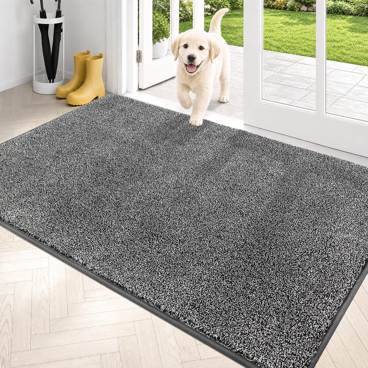 PURRUGS Dirt Trapping Indoor Door Mat, 20" x 31.5", Bluish Grey-Black