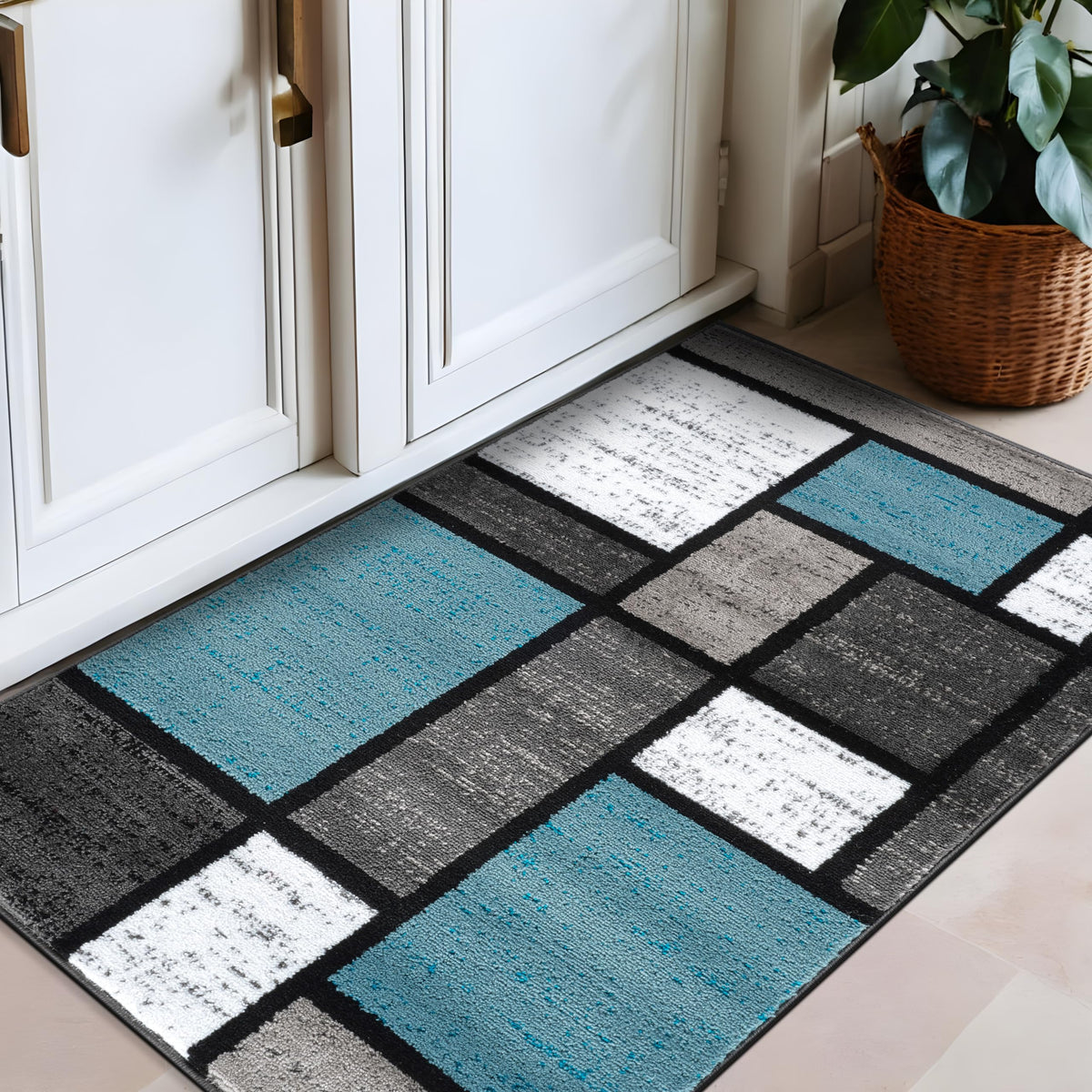 Rugshop Modern Boxes Contemporary Non-Shedding Area Rug Gray 5'3" x 7'3"