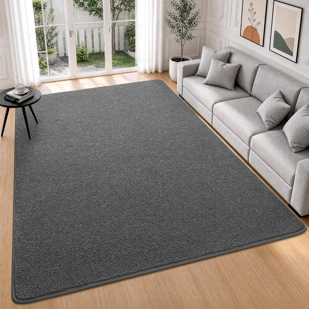 Foxmas 4x6 Dark Grey Modern Minimalist Area Rugs