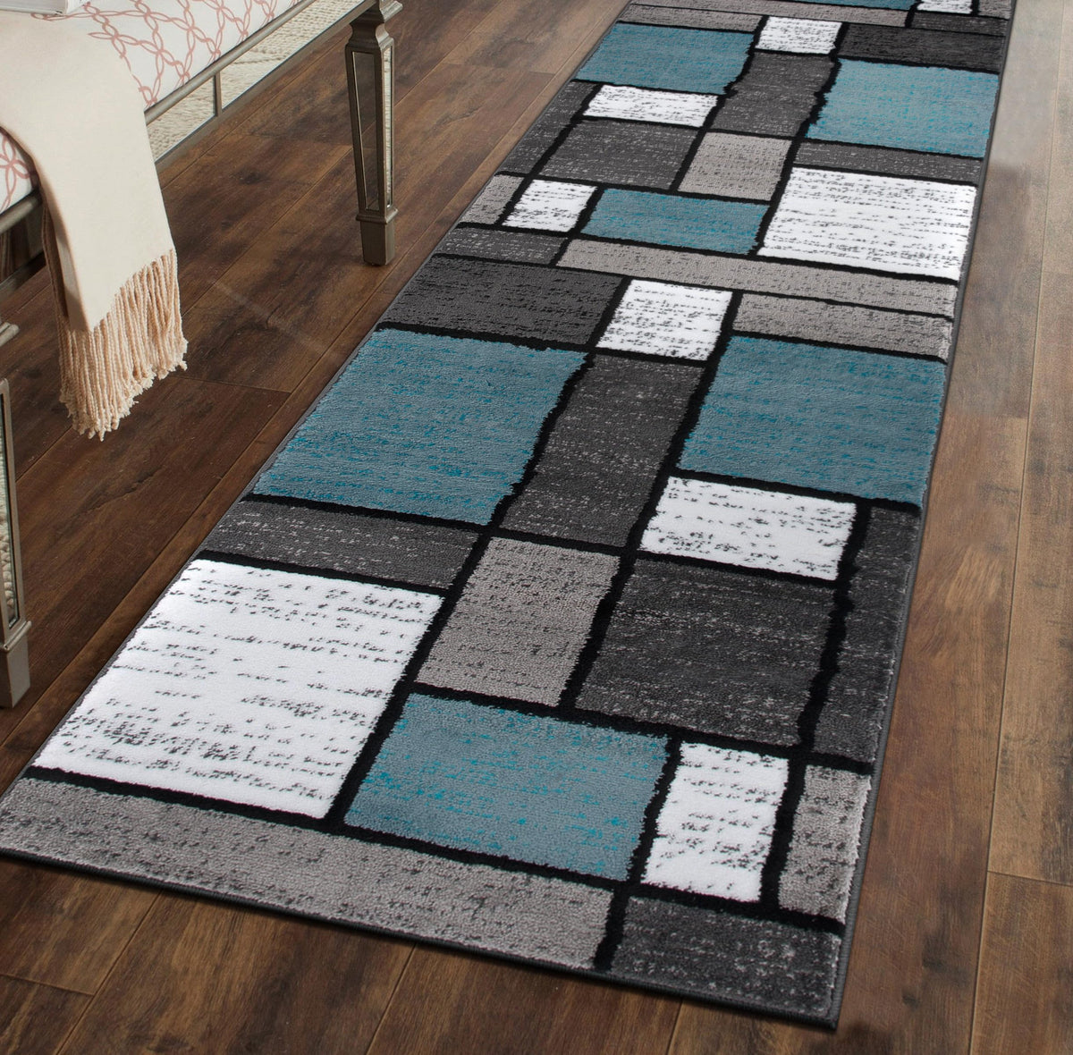 Rugshop Modern Boxes Contemporary Non-Shedding Area Rug Gray 5'3" x 7'3"