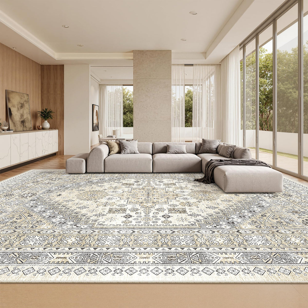 zesthome 5x7 Area Rugs for Living Room,Large Washable Rug,Orange