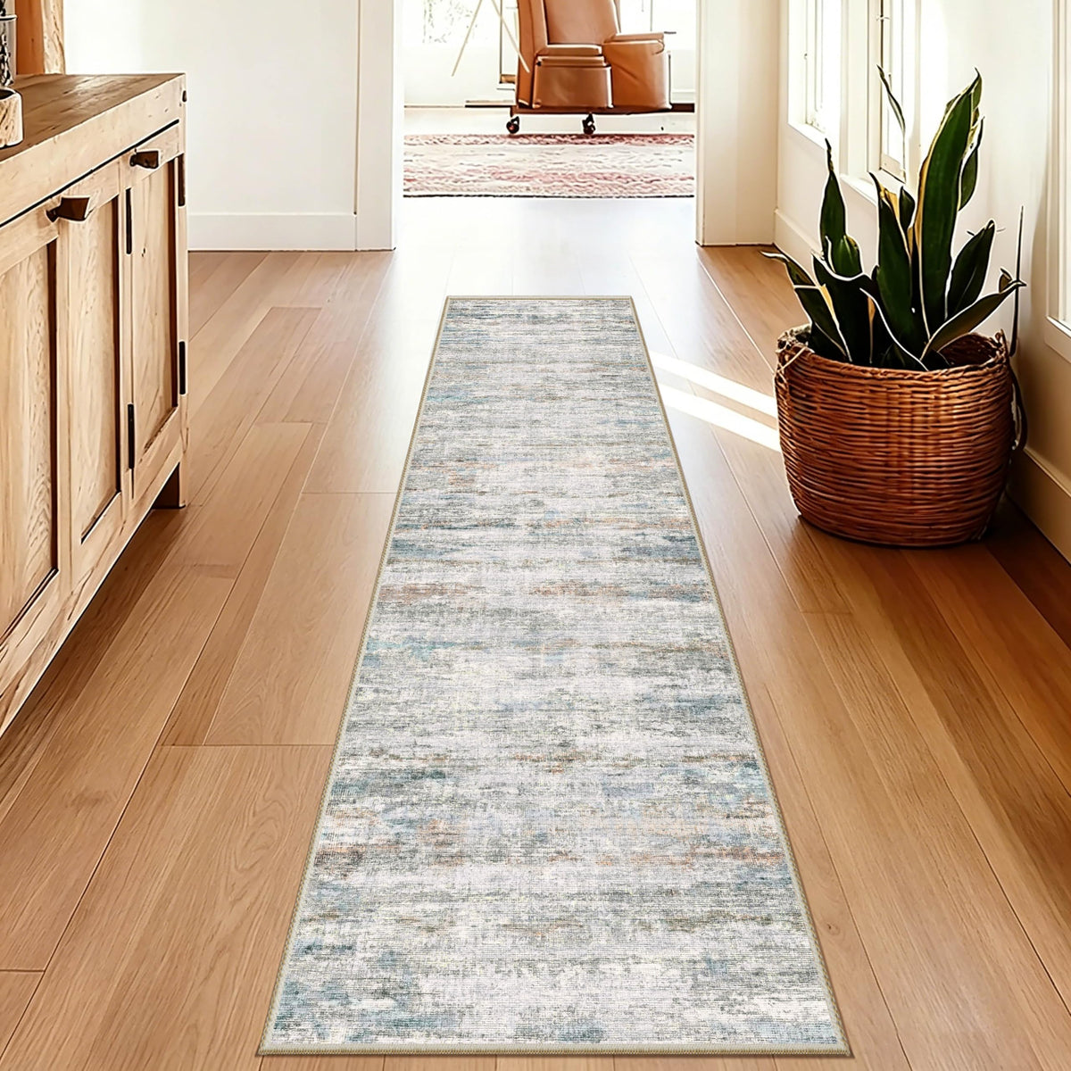 5x7 Area Rugs - Ultra-Thin Washble Rugs,Non-Slip Low Pile Abstract Print Rugs for Living Room,Home Office Decor,Stain Resistant Machine Washable Area Rug