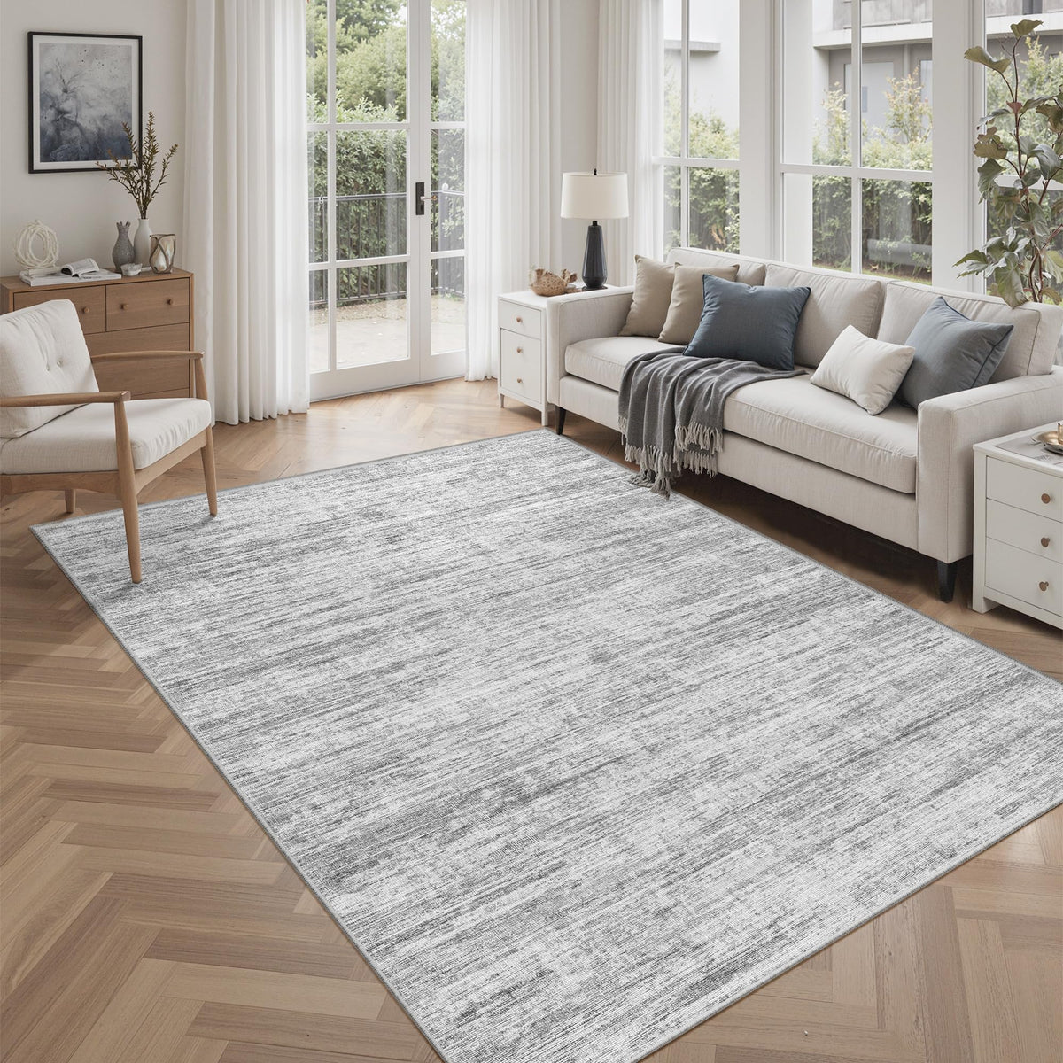 5x7 Area Rugs - Ultra-Thin Washble Rugs,Non-Slip Low Pile Abstract Print Rugs for Living Room,Home Office Decor,Stain Resistant Machine Washable Area Rug