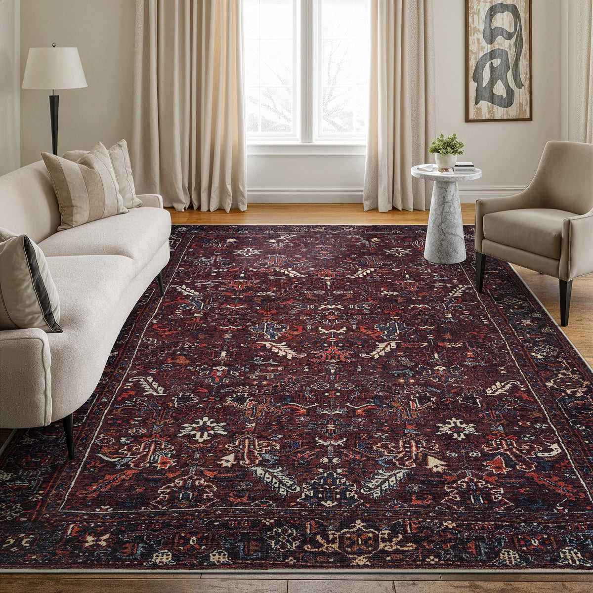Bloom Rugs Washable Non-Slip 8' x 10' Rug - Gray/Charcoal/Blue Modern Abstract Area Rug for Living Room, Bedroom, Dining Room, and Kitchen - Exact Size: 8' x 10'