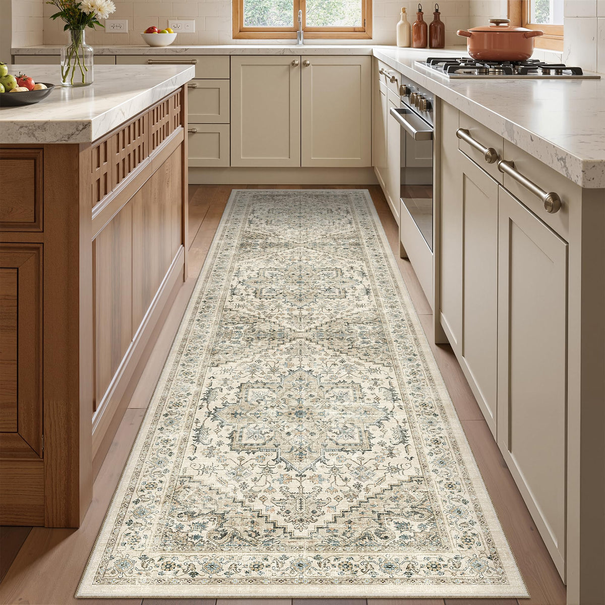 4x6 Area Rugs for Living Room, Non Slip Rugs for Bedroom, Beige