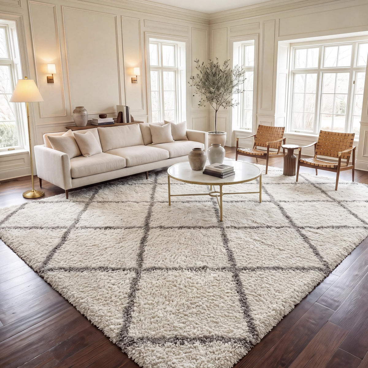 SAFAVIEH Hudson Shag Accent Rug 3'x5', Soft Plush Grey & Beige SGH281J