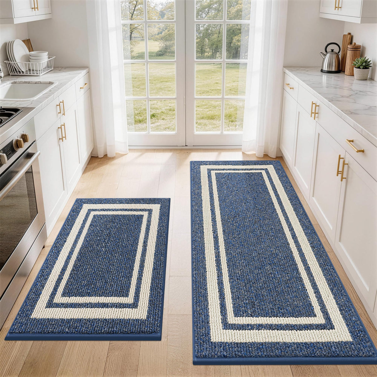 COSY HOMEER 48x20Inch/30X20Inch Kitchen Rug Mats,Grey