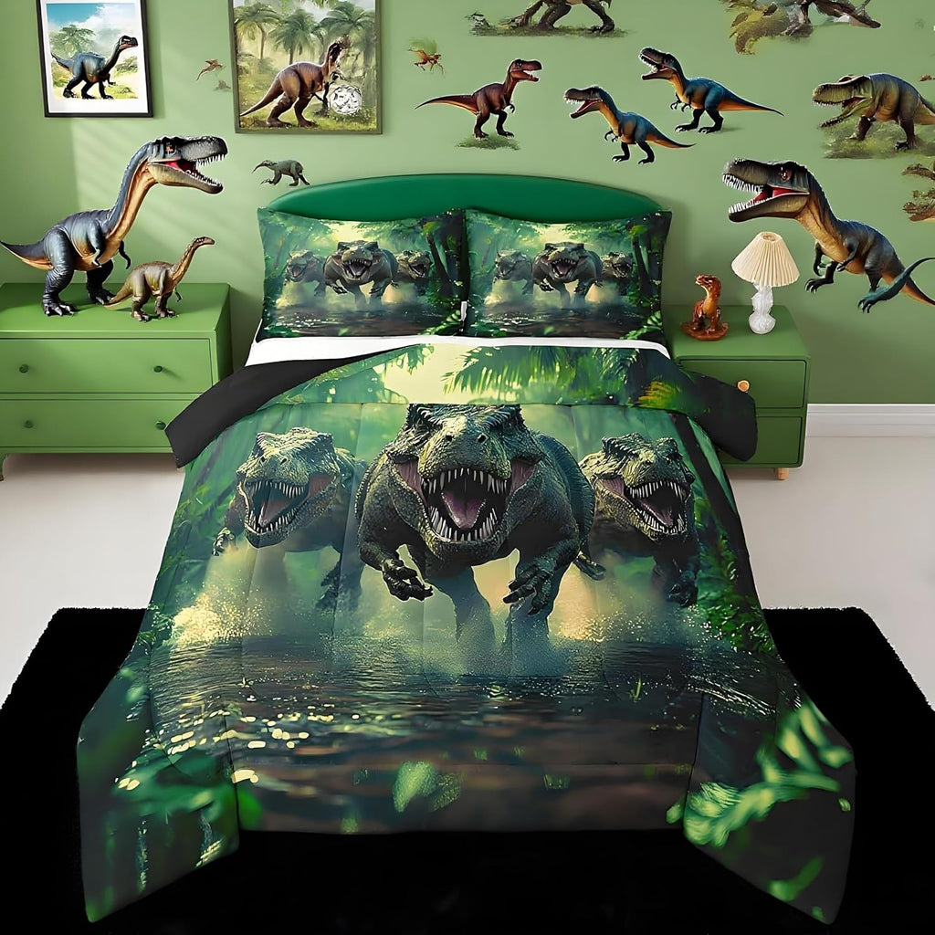 Feelyou Dino Dinosaur Comforter Set Twin Size Kids Boys Bedding
