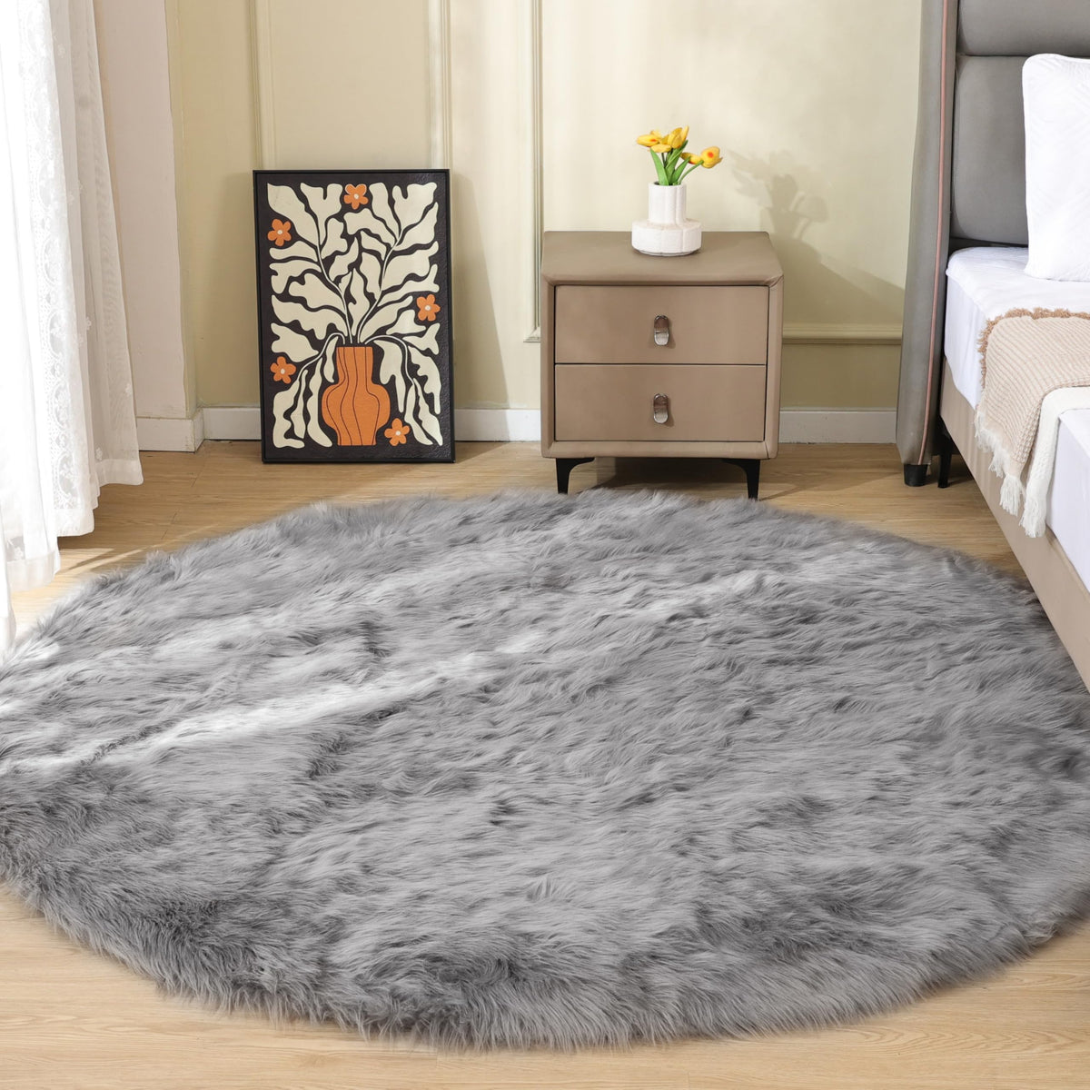 ORINOVA White Faux Sheepskin Fuzzy Fur Rugs for Bedroom Small Machine Washable Fluffy Area Rugs for Living Room 2x4 Shag Nursery Rug
