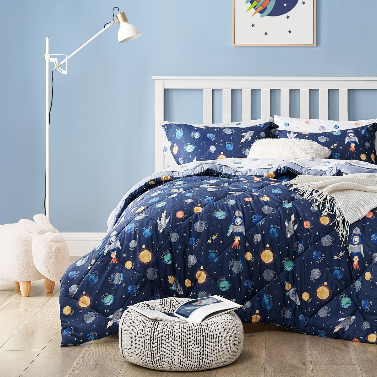 Dinosaur Twin Bedding Sets, 5 Pieces Kids Comforter Set for Boys