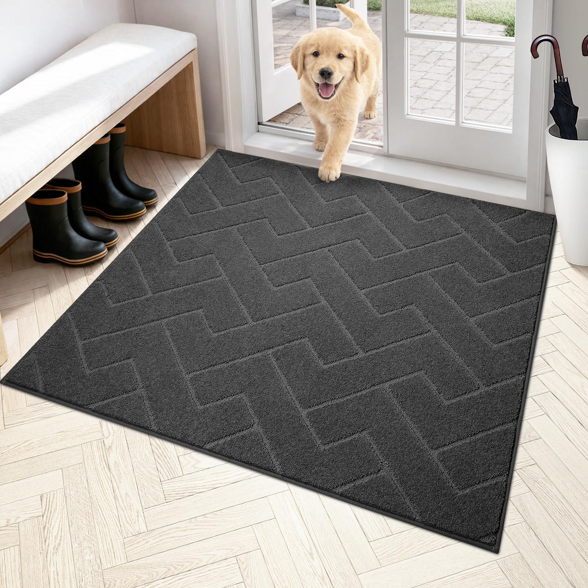 PURRUGS Dirt Trapping Door Mat Indoor Entrance, 20" x 31.5", Grey