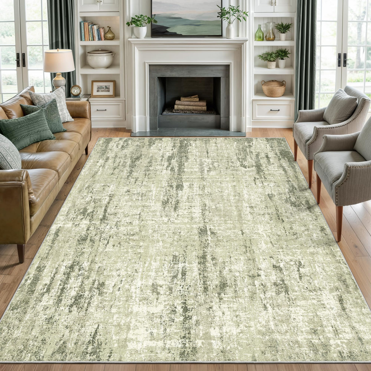 Valenrug Beige 8x10 Area Rugs for Living Room, Large Washable Rug Non Slip