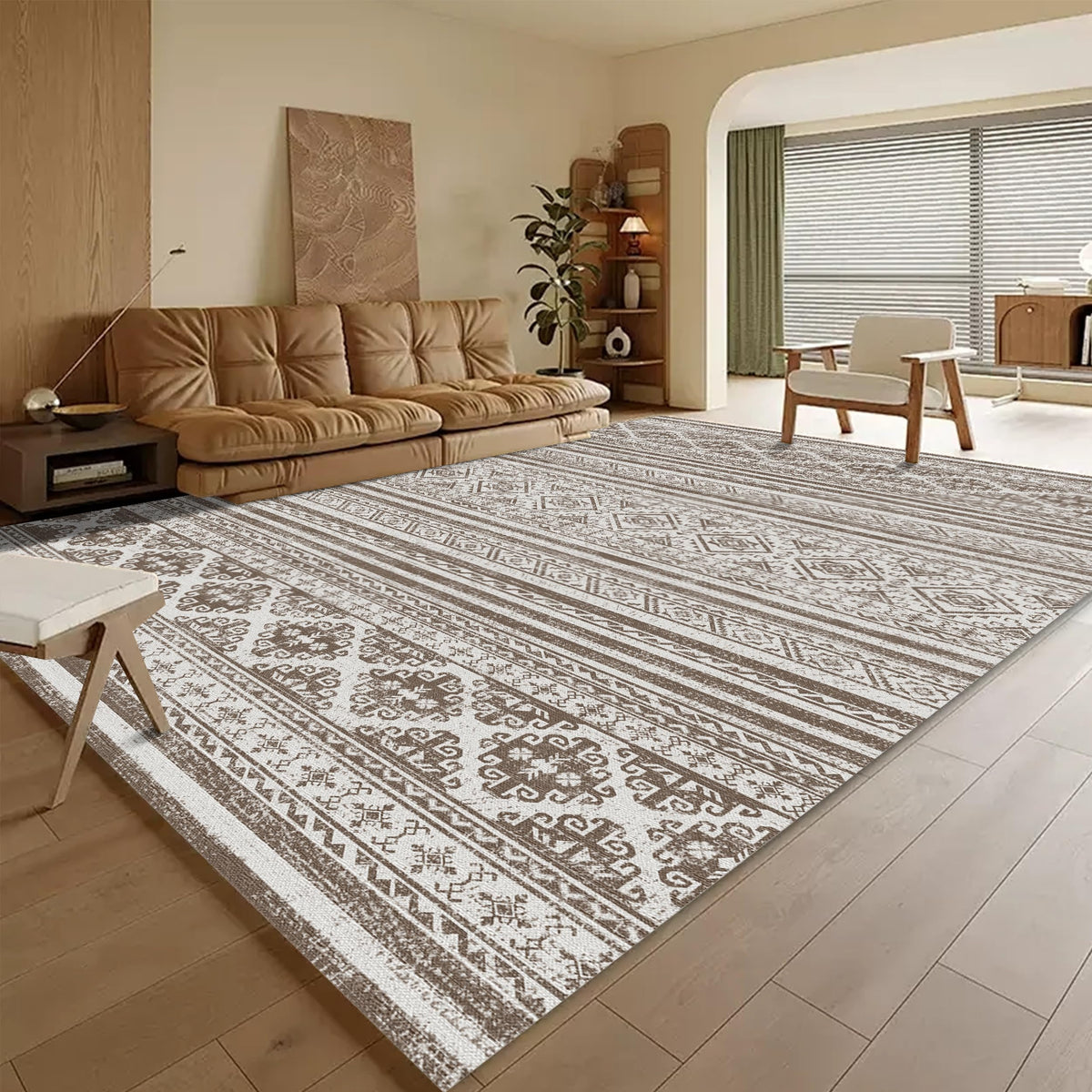 RUGSURE Washable Area Rug - 1/6 Thick - Stain & Water Resistant Non-Slip - Resistant Rug for Living Room, Bedroom, Nursery, Pet & Child Friendly, Vintage Charm Area Rugs (Grey+LightTeal, 3' x 5 ')